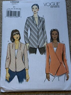 Vogue women's plus size blazer jacket sewing pattern